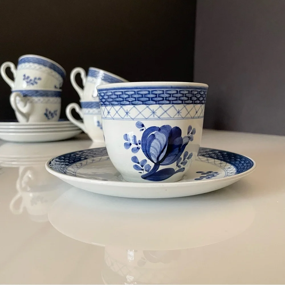 SET of 5 Cups & Saucers - Tranquebar Blue by Royal Copenhagen